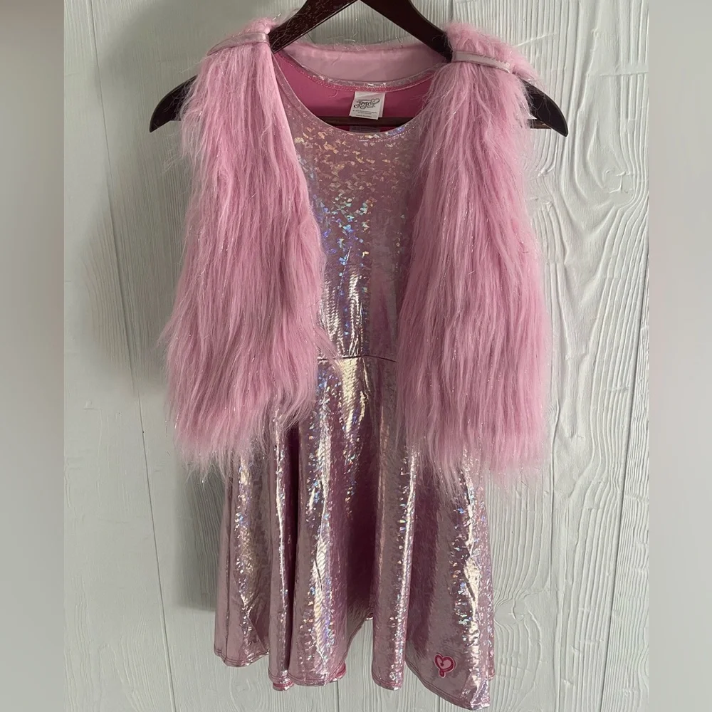 Jojo Siwa Child Size Large Pink Sparkly Dress and Vest Halloween Costume